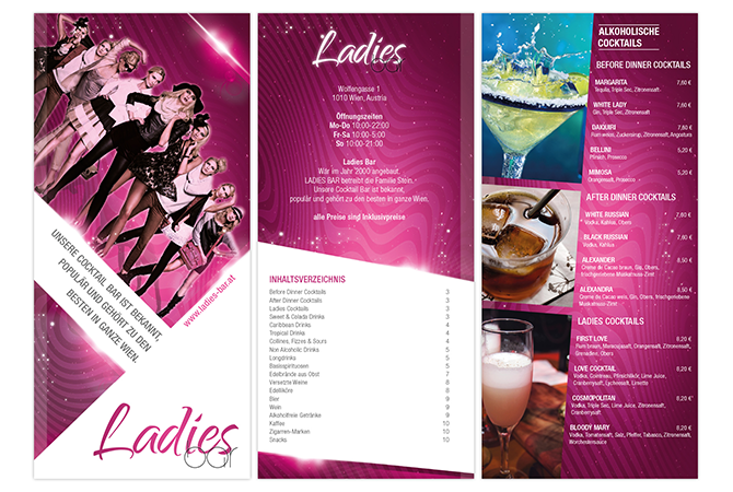 Nápojové lístky Ladies Bar